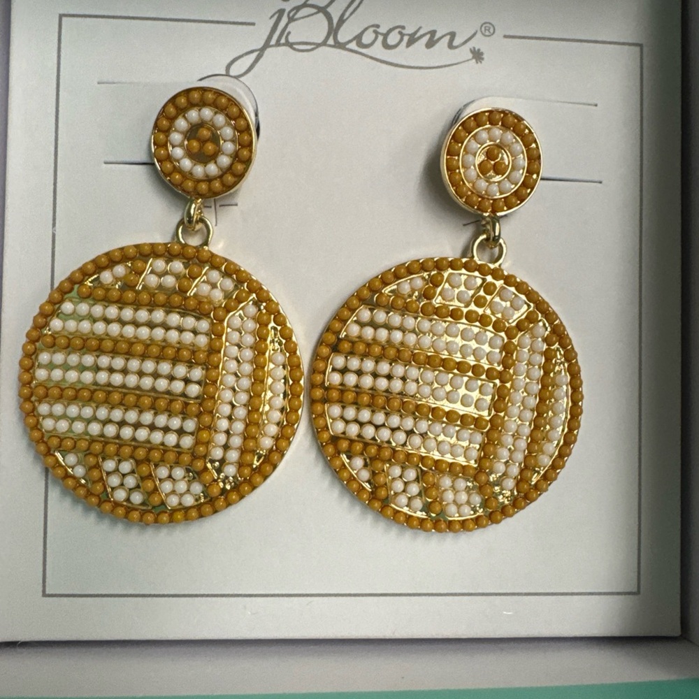 Bloom Design Trendy Fashion Jewelry Gold Volleyball Drop Dangle Earrings New